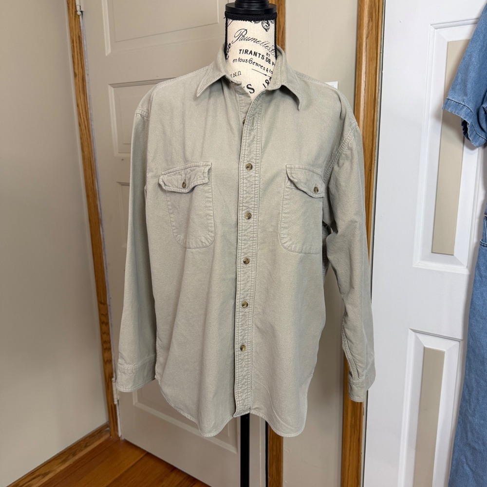 Eddie Bauer LG Long Sleeve Cotton Button Down Western Gorpcore Hiking Workwear